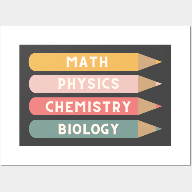 Coloring Pencil School Subject Labels Wall Art by Gravity Zero